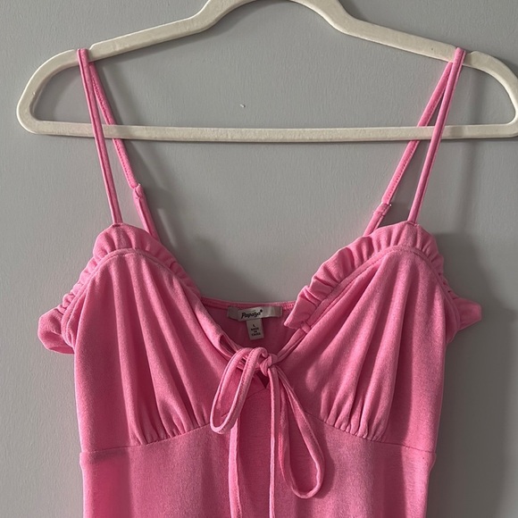 Pink Women's Dress with adjustable spaghetti straps  bow tie design NWOT - Picture 6 of 10